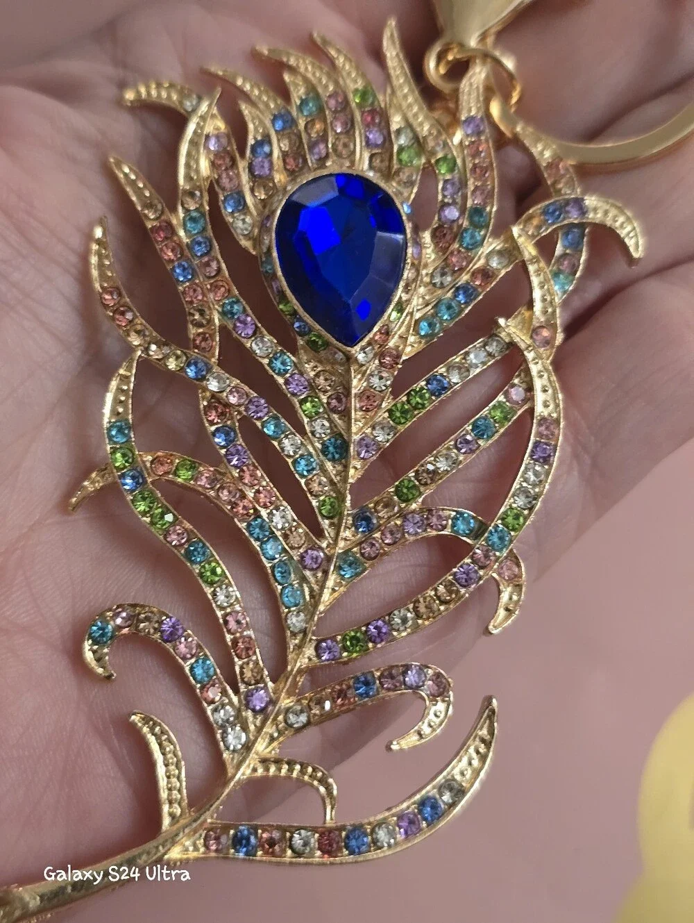 Beautiful Peacock Feather Bag Charm/ Keychain NEW